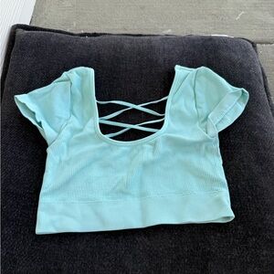 Aerie Mint Green Crop Top with Crisscross Back